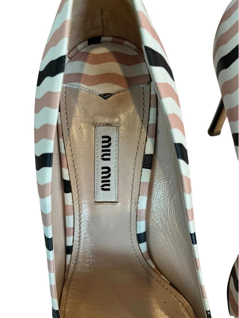 miu miu stiletto heel Pumps Pointed Toe Striped US Sz 8.5, EUR 38.5 pink black - Picture 6 of 9